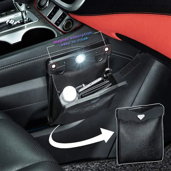 HOT SALE🔥 Smart LED Waterproof Car Leather Trash Can