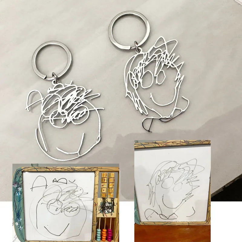 HOT SALE🔥Customized Drawing Keychain, Personalized Custom Photo Car Keyring Key Chains Jewelry