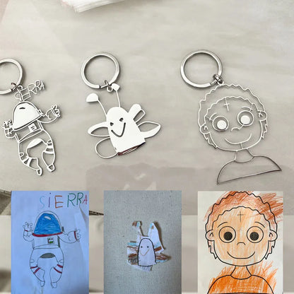 HOT SALE🔥Customized Drawing Keychain, Personalized Custom Photo Car Keyring Key Chains Jewelry