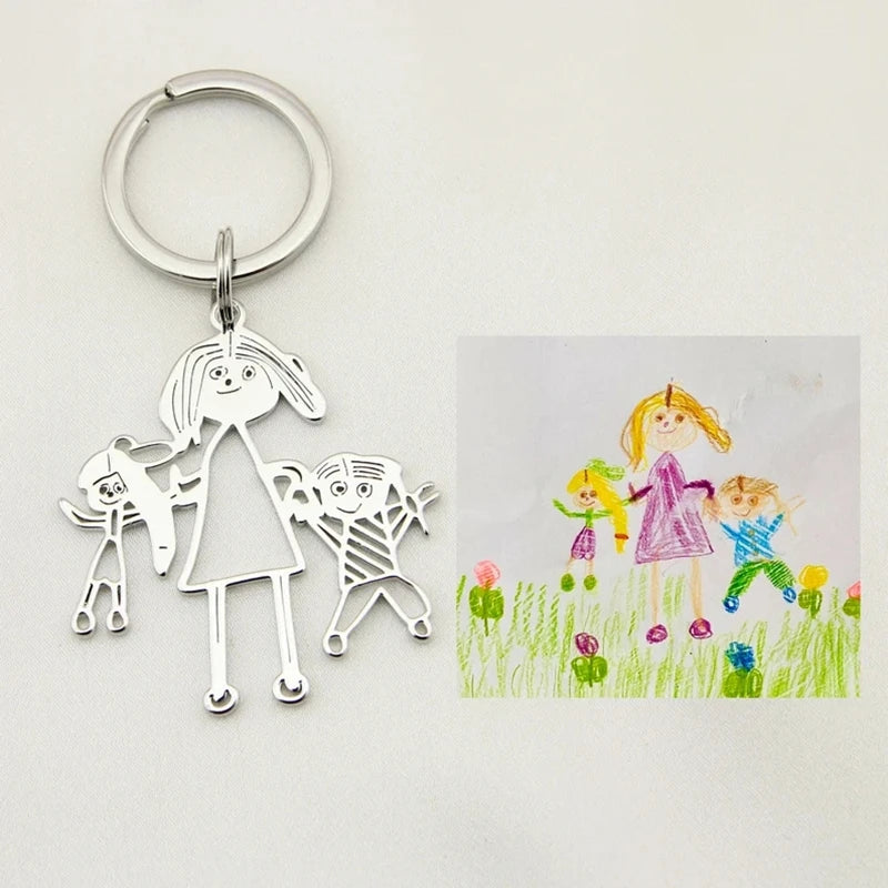 HOT SALE🔥Customized Drawing Keychain, Personalized Custom Photo Car Keyring Key Chains Jewelry