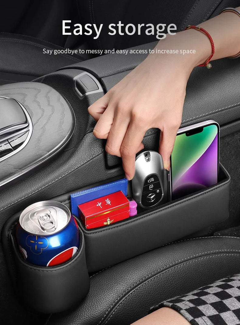 🔥HOT SALE 45% OFF 💖Car Leather Cup Holder Gap Filler Oragnizer Bag [Universal Fitment]