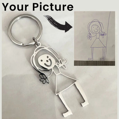 HOT SALE🔥Customized Drawing Keychain, Personalized Custom Photo Car Keyring Key Chains Jewelry